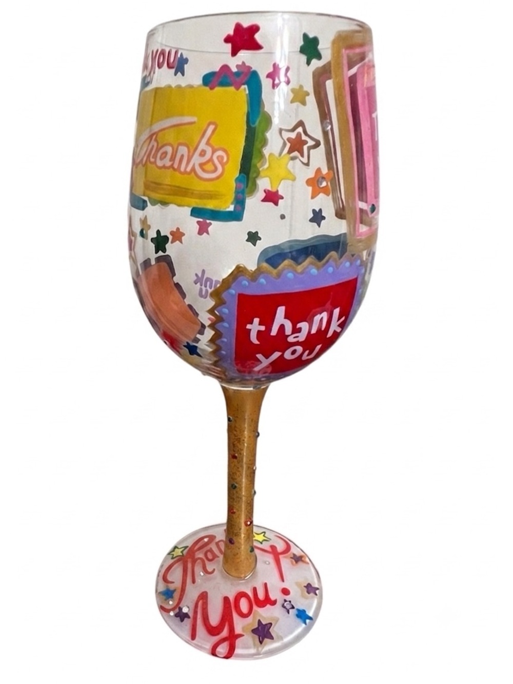 Lolita "Thank You" Wine Glass & Gift Box Set vibrant colorful GIFT  (15 oz) NWT